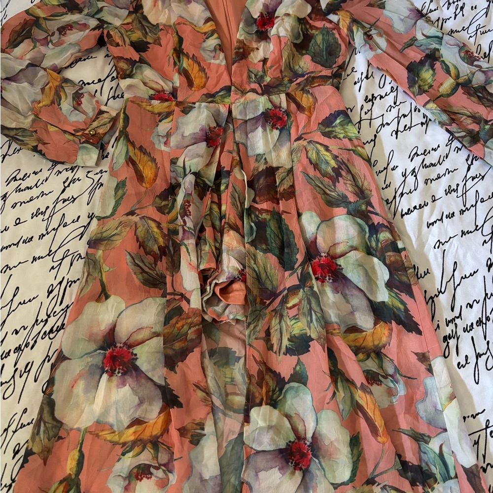 Floral Maxi Dress with Plunging Neckline